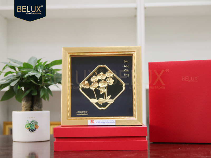 Lô 100 tranh hoa lan dát vàng 24k 23x23cm Công Ty Hải Trần thiết kế theo yêu cầu